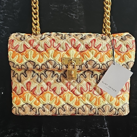 Kurt Geiger NWT Multi Colored Woven Medium Kensington Crossbody Bag - Picture 3 of 9